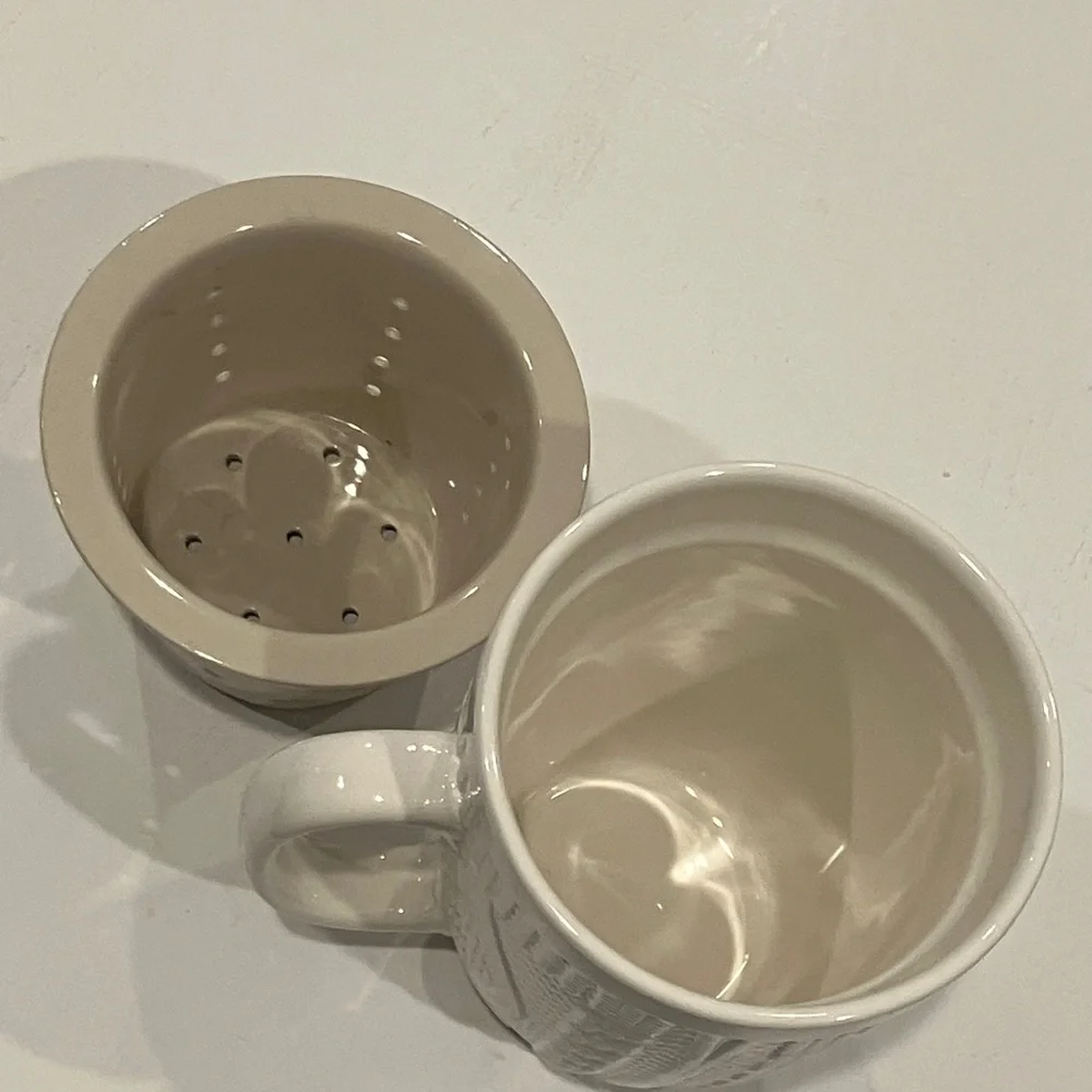 Textured White Stoneware Mug & Infuser